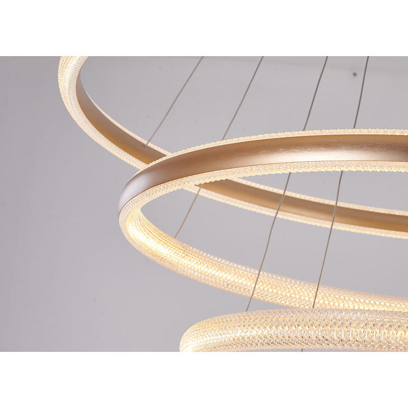 Four Tier Gold Halo Ring LED Chandelier with Clear Acrylic Diffuser by Bethel - view 6