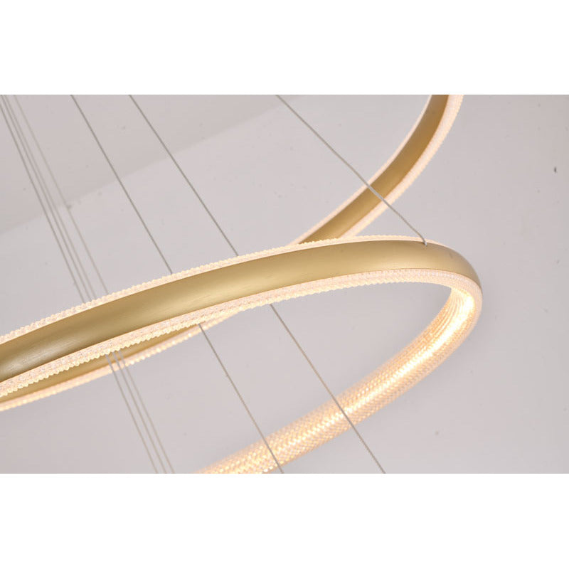 Four Tier Gold Halo Ring LED Chandelier with Clear Acrylic Diffuser by Bethel - view 7
