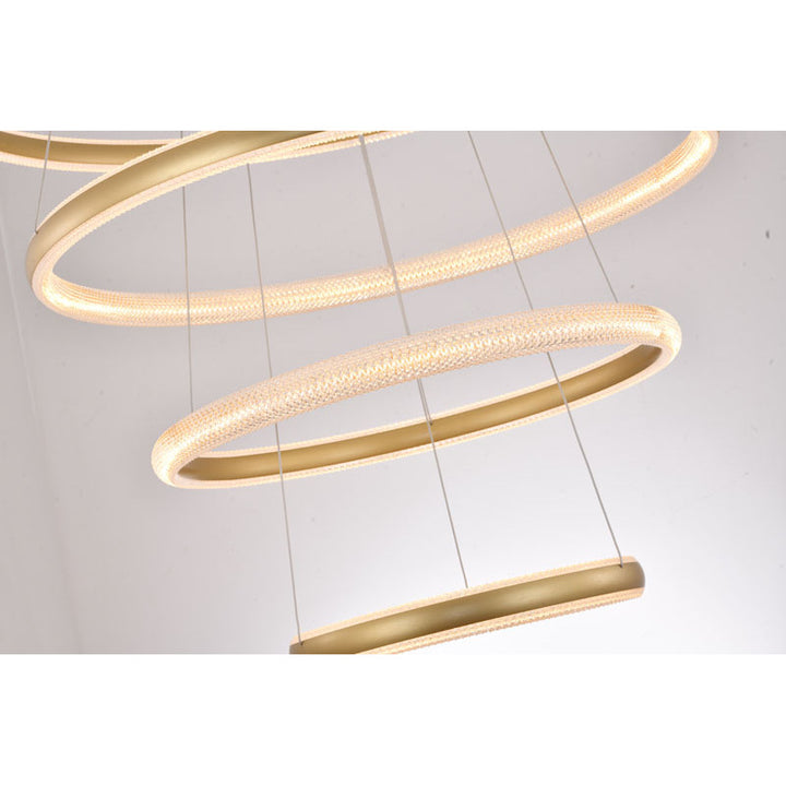 Four Tier Gold Halo Ring LED Chandelier with Clear Acrylic Diffuser by Bethel - view 9