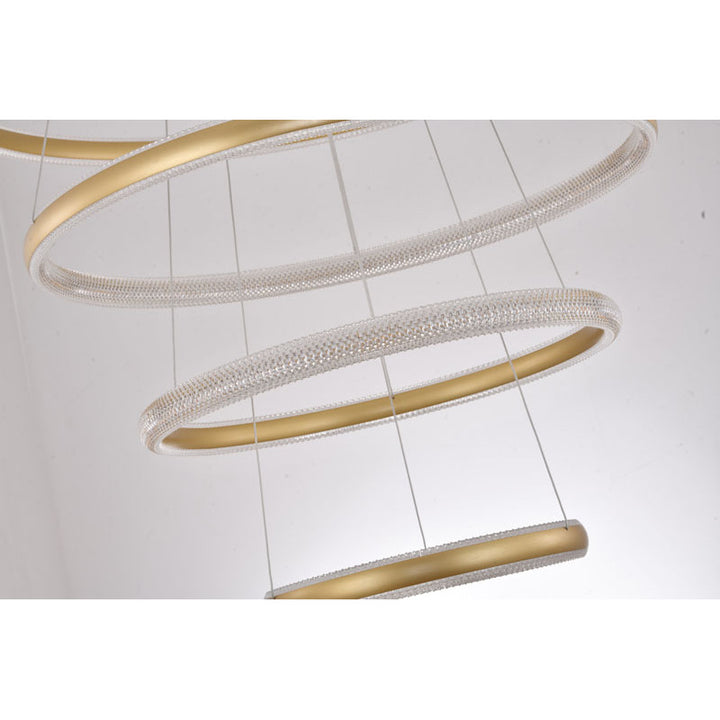 Four Tier Gold Halo Ring LED Chandelier with Clear Acrylic Diffuser by Bethel - view 10
