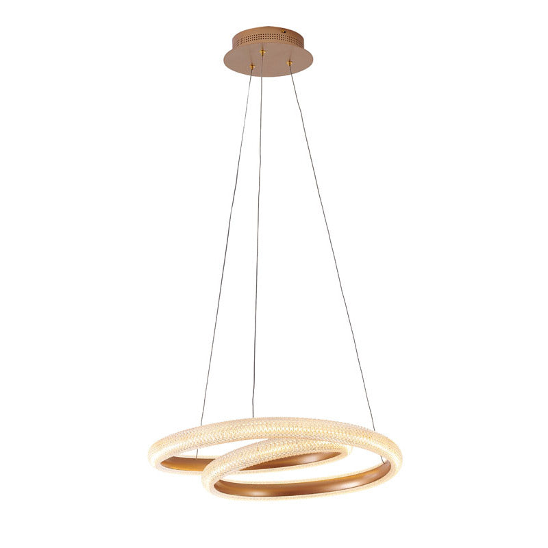 Gold Spiral Framed LED Chandelier with Clear Acrylic Diffuser by Bethel