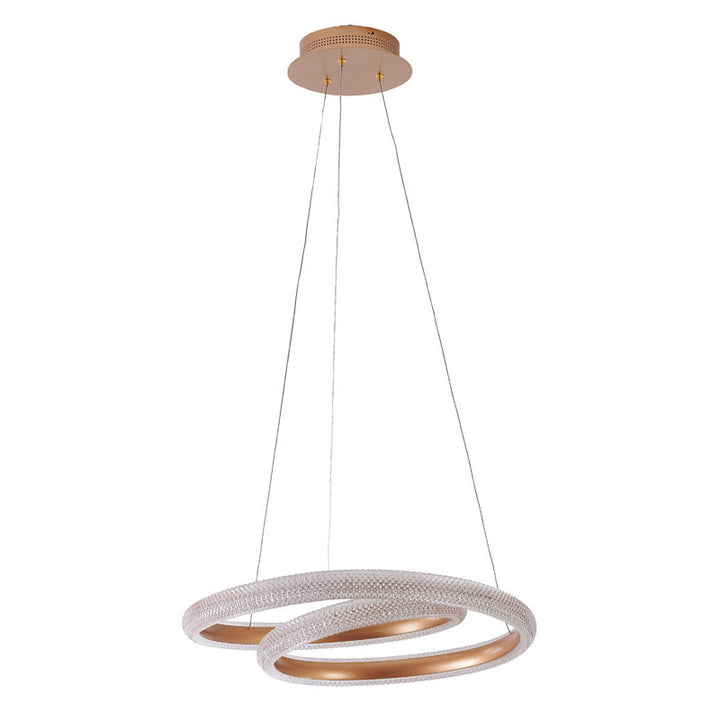 Gold Spiral Framed LED Chandelier with Clear Acrylic Diffuser by Bethel - view 2