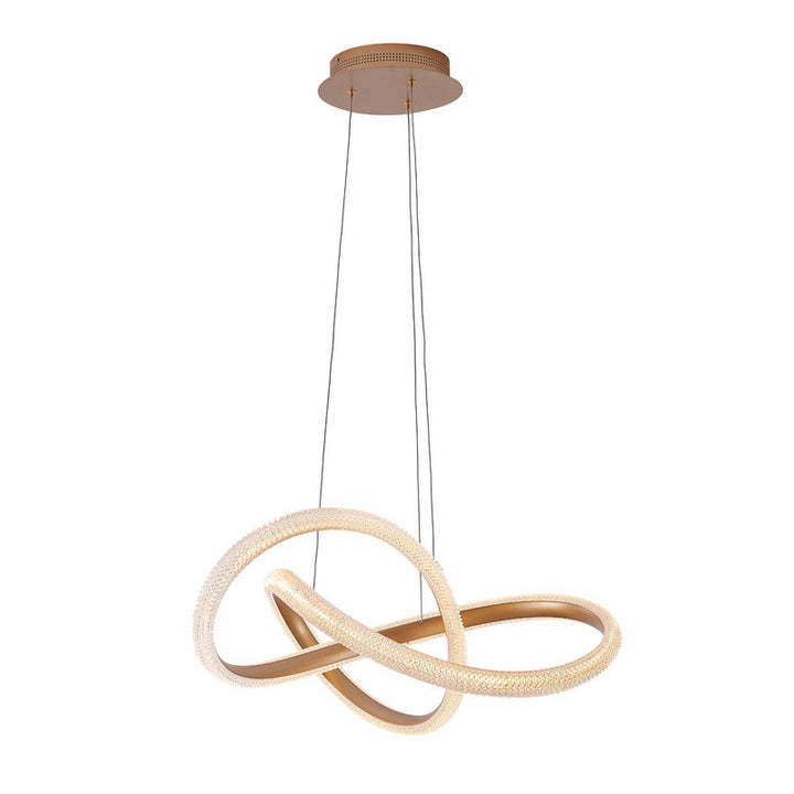 Gold Interlocked Spiral Frame LED Chandelier with Clear Acrylic Diffuser by Bethel
