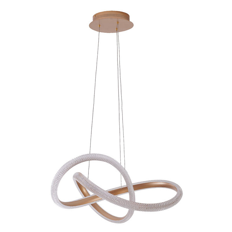 Gold Interlocked Spiral Frame LED Chandelier with Clear Acrylic Diffuser by Bethel - view 2