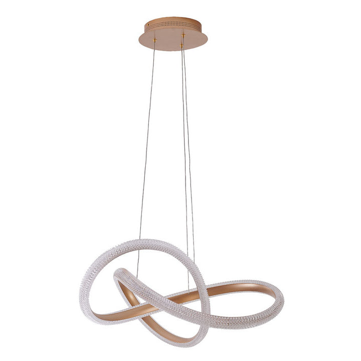 Gold Interlocked Spiral Frame LED Chandelier with Clear Acrylic Diffuser by Bethel - view 2