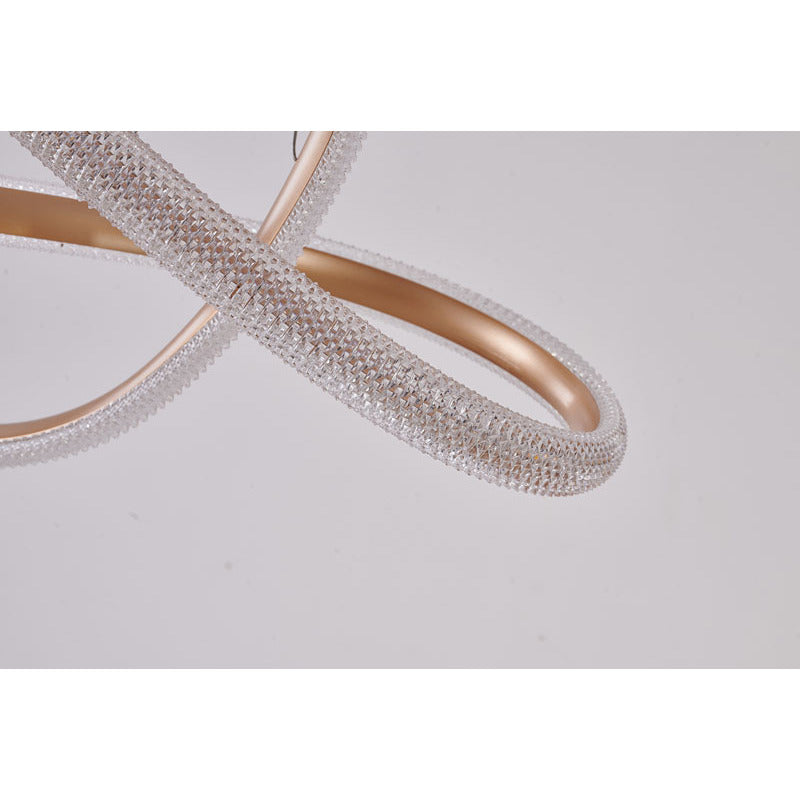Gold Interlocked Spiral Frame LED Chandelier with Clear Acrylic Diffuser by Bethel - view 4