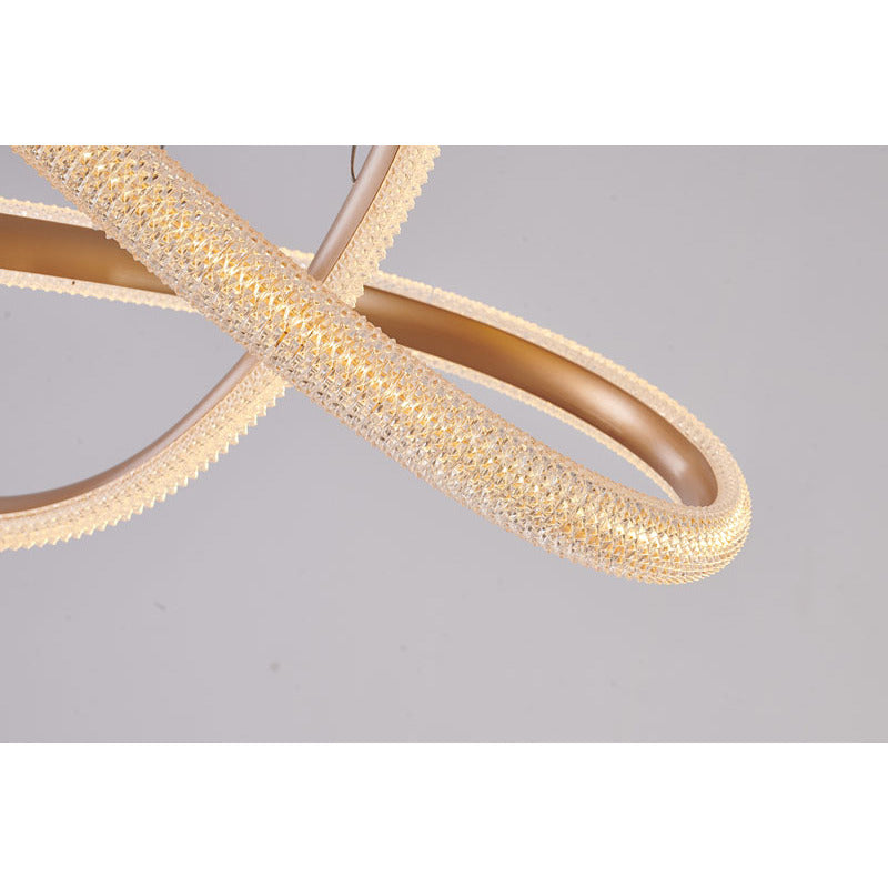 Gold Interlocked Spiral Frame LED Chandelier with Clear Acrylic Diffuser by Bethel - view 5