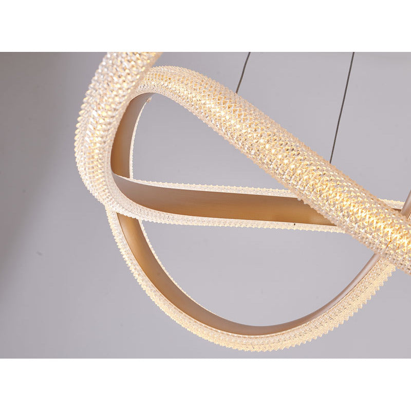 Gold Interlocked Spiral Frame LED Chandelier with Clear Acrylic Diffuser by Bethel - view 6