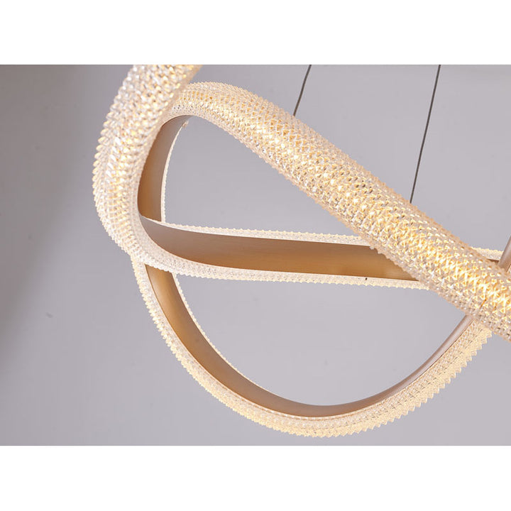 Gold Interlocked Spiral Frame LED Chandelier with Clear Acrylic Diffuser by Bethel - view 6
