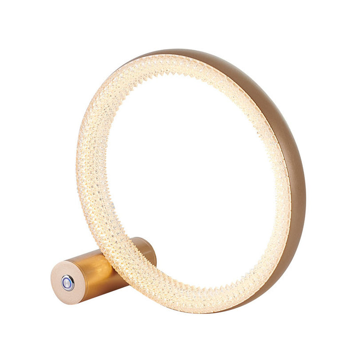 Round Gold Framed LED Table Lamp with Clear Acrylic Diffuser by Bethel