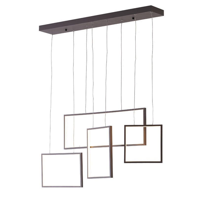 Coffee Brown Frame LED Chandelier with Hanging Box Pendants by Bethel
