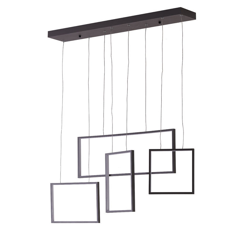 Coffee Brown Frame LED Chandelier with Hanging Box Pendants by Bethel - view 2