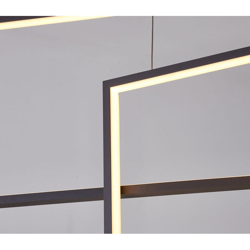 Coffee Brown Frame LED Chandelier with Hanging Box Pendants by Bethel - view 8