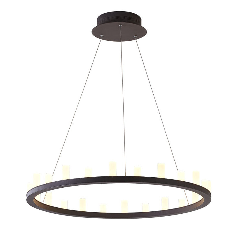 Coffee Brown Frame LED Chandelier with White Acrylic Shades by Bethel