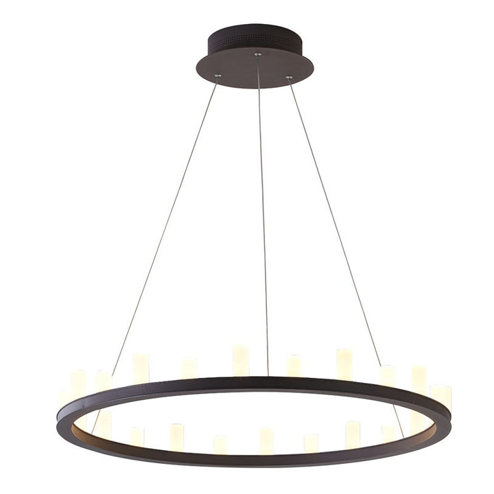 Coffee Brown Frame LED Chandelier with White Acrylic Shades by Bethel