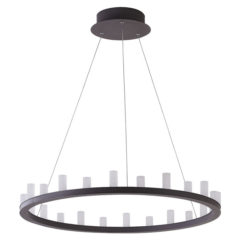 Coffee Brown Frame LED Chandelier with White Acrylic Shades by Bethel - view 2