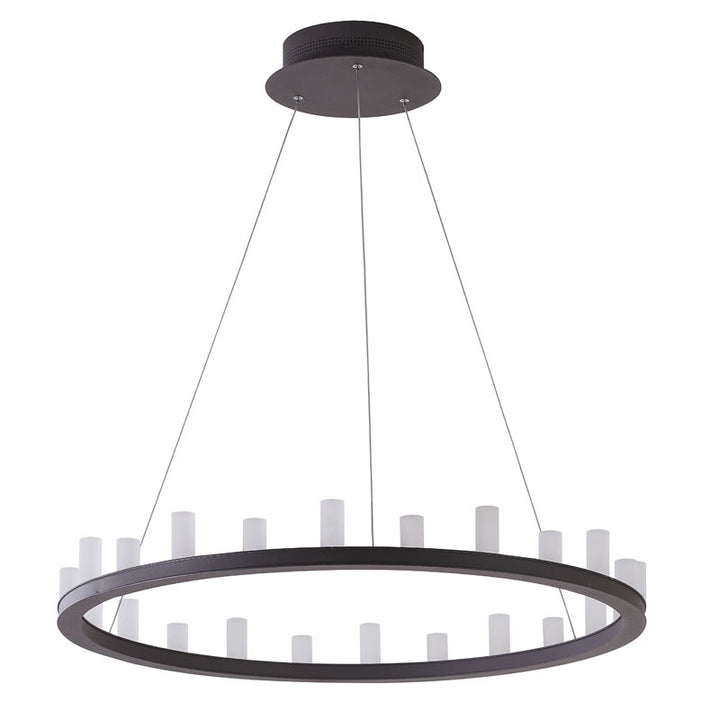 Coffee Brown Frame LED Chandelier with White Acrylic Shades by Bethel - view 2