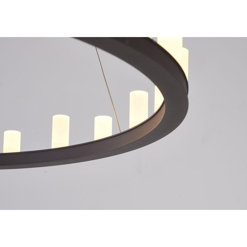 Coffee Brown Frame LED Chandelier with White Acrylic Shades by Bethel - view 3