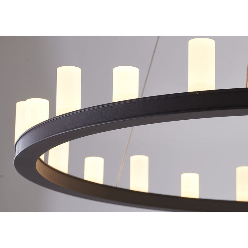 Coffee Brown Frame LED Chandelier with White Acrylic Shades by Bethel - view 6