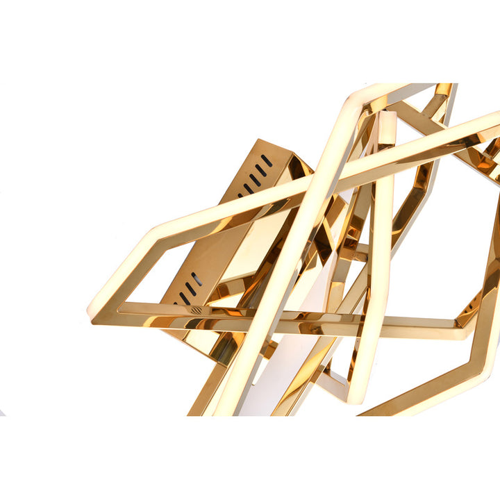 Stainless Steel Geometric LED Wall Sconce with Acrylic Diffuser in Gold by Bethel