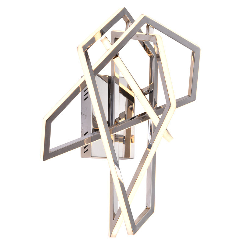 Stainless Steel Geometric Wall Sconce with Acrylic Diffuser in Chrome by Bethel