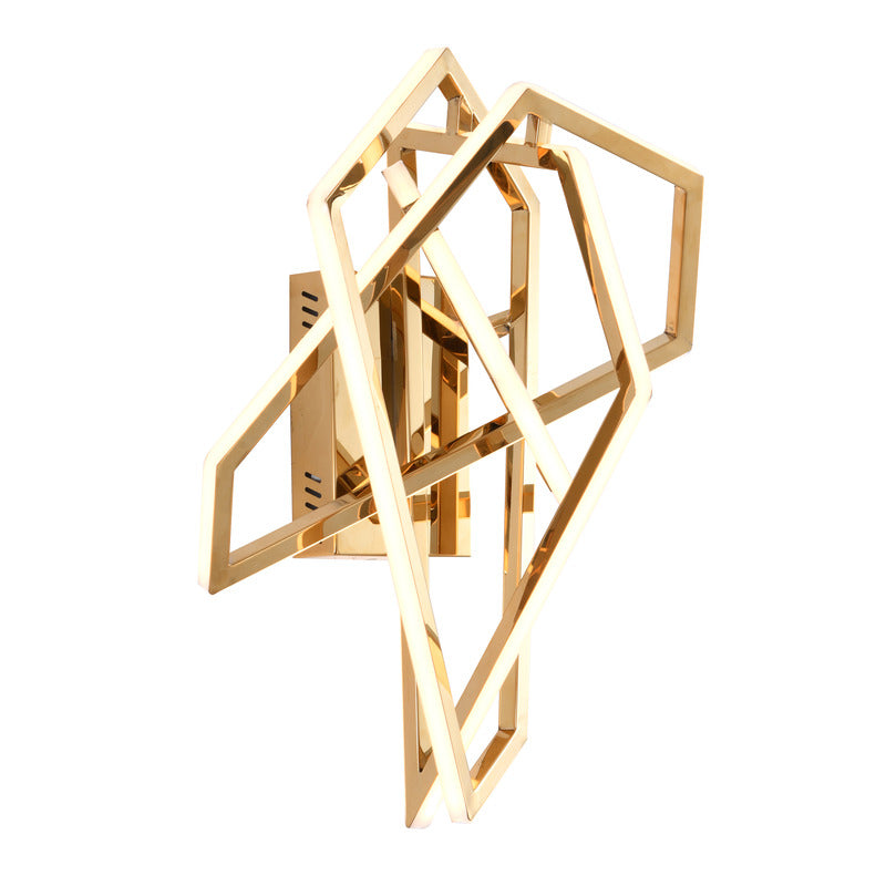 Stainless Steel Geometric Wall Sconce with Acrylic Diffuser in Gold by Bethel