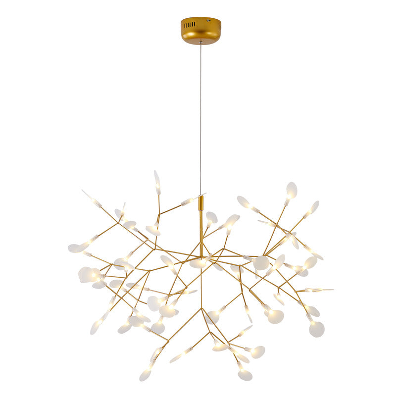 Frame LED Petal Chandelier with Frosted Acrylic Diffusers in Gold by Bethel