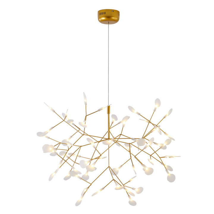 Frame LED Petal Chandelier with Frosted Acrylic Diffusers in Gold by Bethel
