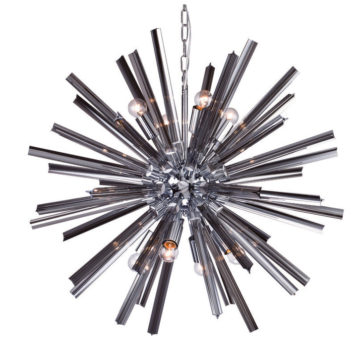 Smoke Glass Spike Chandelier with Chrome Hardware by Bethel