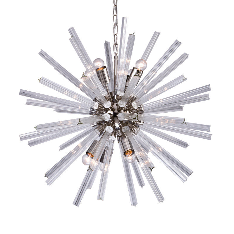 Clear Glass Spike Chandelier with Chrome Hardware by Bethel