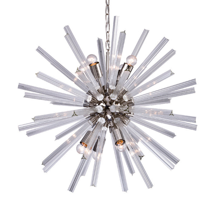 Clear Glass Spike Chandelier with Chrome Hardware by Bethel