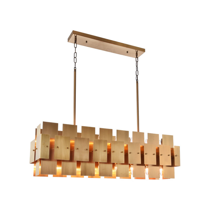 Plated Geometric Chandelier in Brass by Bethel