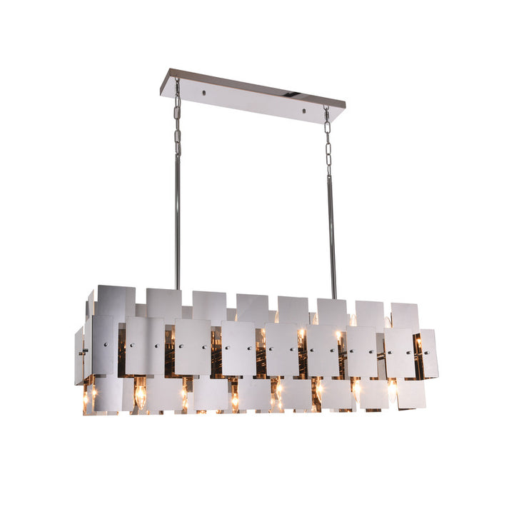 Plated Geometric Chandelier in Satin Nickel by Bethel