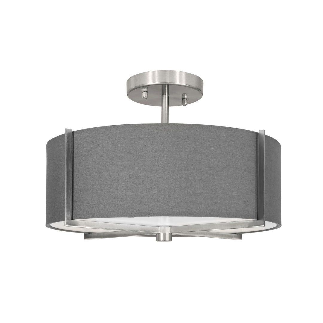 Strata Semi-Flush Mount in Brushed Chrome and Grey with Grey Shade by Russell
