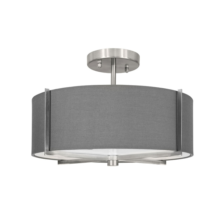 Strata Semi-Flush Mount in Brushed Chrome and Grey with Grey Shade by Russell