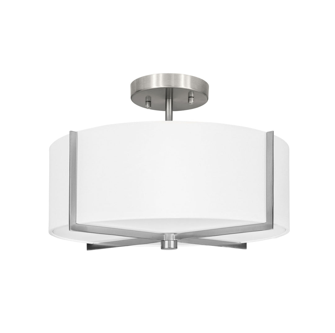 Strata Semi-Flush Mount in Brushed Chrome and White with White Shade by Russell