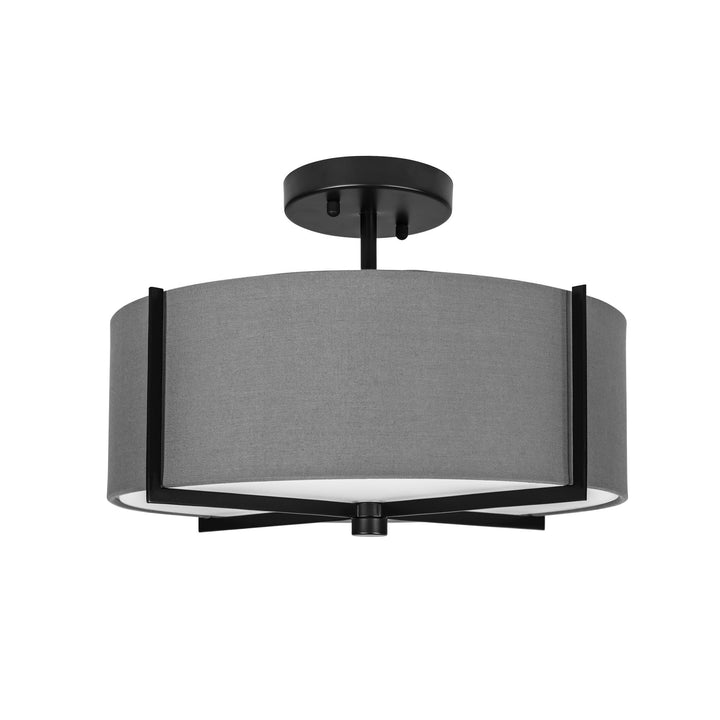 Strata Semi-Flush Mount in Black and Grey with Grey Shade by Russell