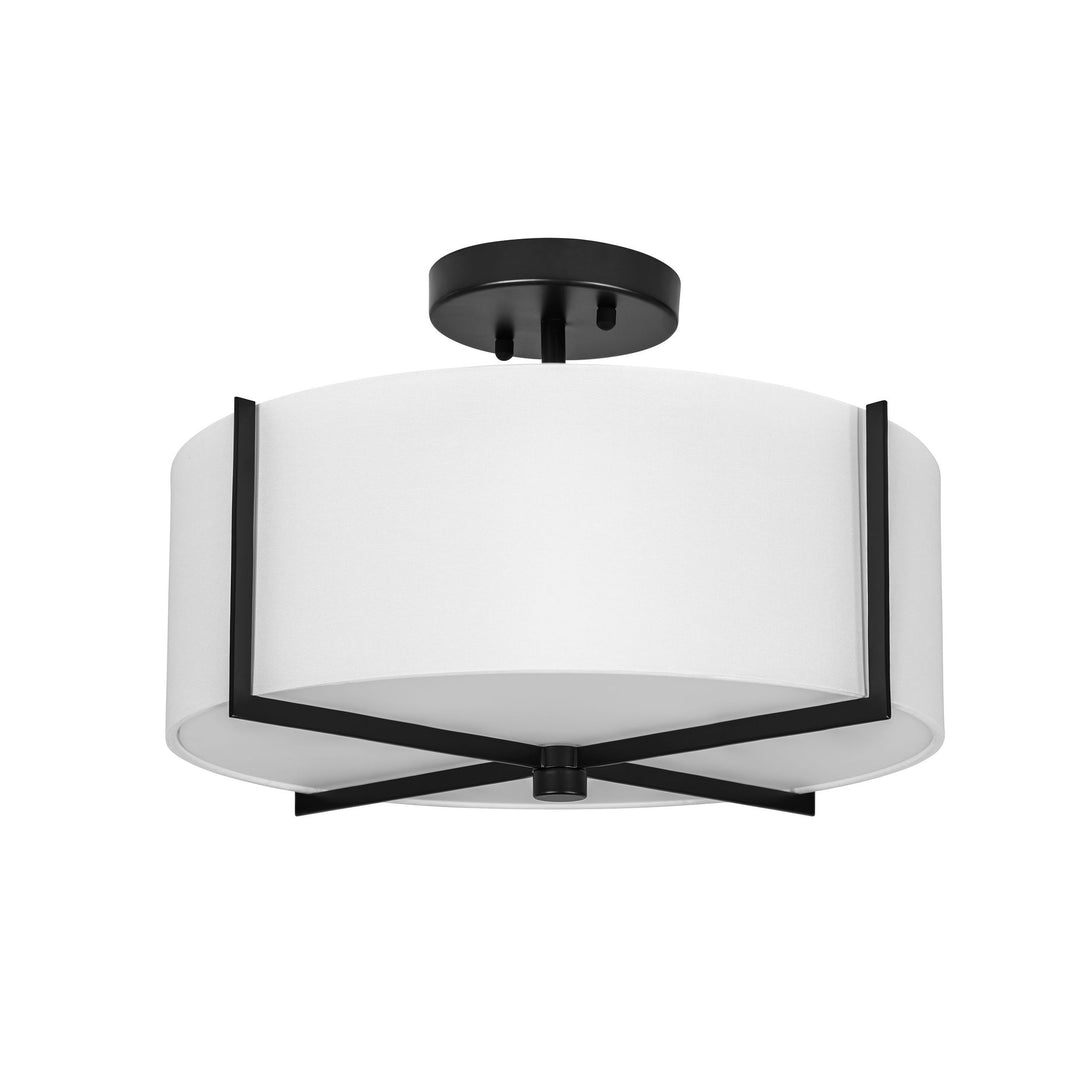 Strata Semi-Flush Mount in Black and White with White Shade by Russell