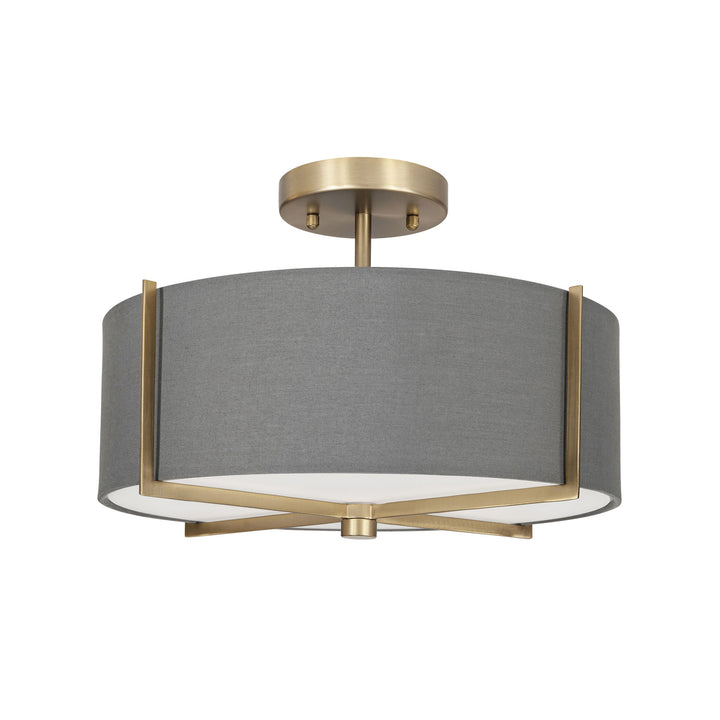 Strata Semi-Flush Mount in Soft Gold Chrome and Grey with Grey Shade by Russell