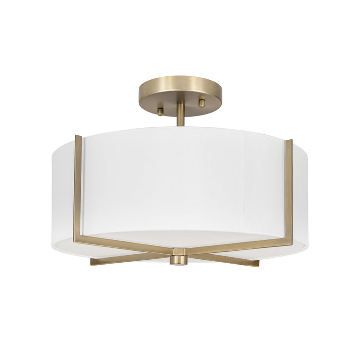 Strata Semi-Flush Mount in Soft Gold and White with White Shade by Russell