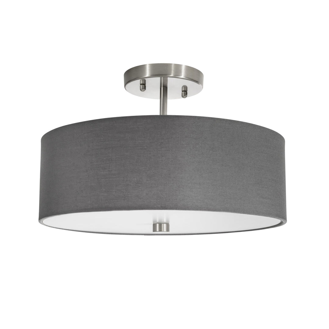 Vyre Semi-Flush Mount in Brushed Chrome and Grey with Grey Shade by Russell