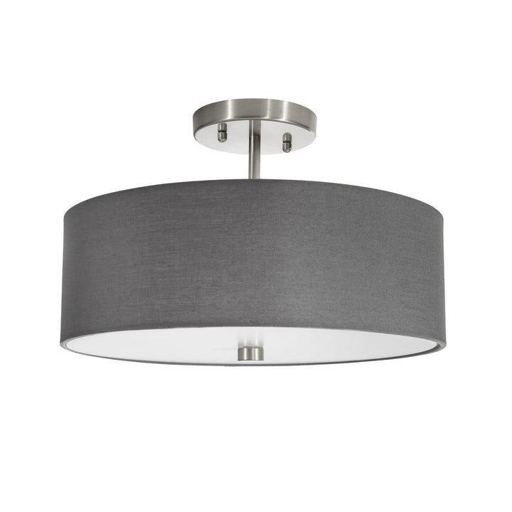 Vyre Semi-Flush Mount in Brushed Chrome and Grey with Grey Shade by Russell