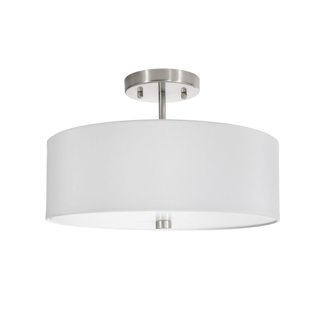 Vyre Semi-Flush Mount in Brushed Chrome and White with White Shade by Russell