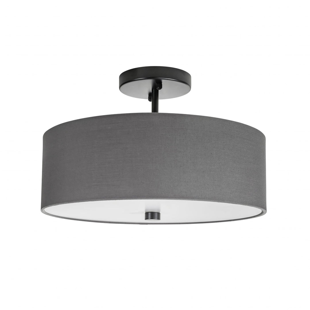 Vyre Semi-Flush Mount in Black and Grey with Grey Shade by Russell