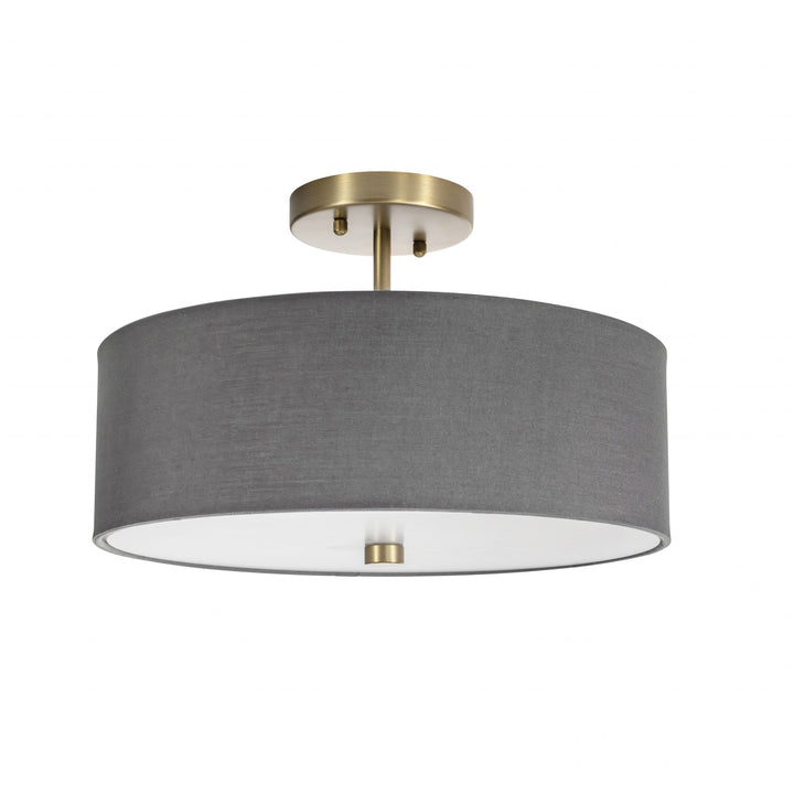 Vyre Semi-Flush Mount in Soft Gold Chrome and Grey with Grey Shade by Russell