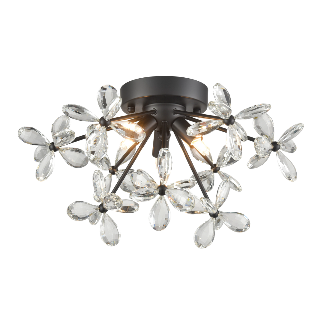 Adelle Crystal Sputnik Flush Mount in Matte Black by Zeev