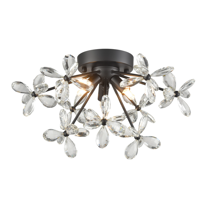 Adelle Crystal Sputnik Flush Mount in Matte Black by Zeev