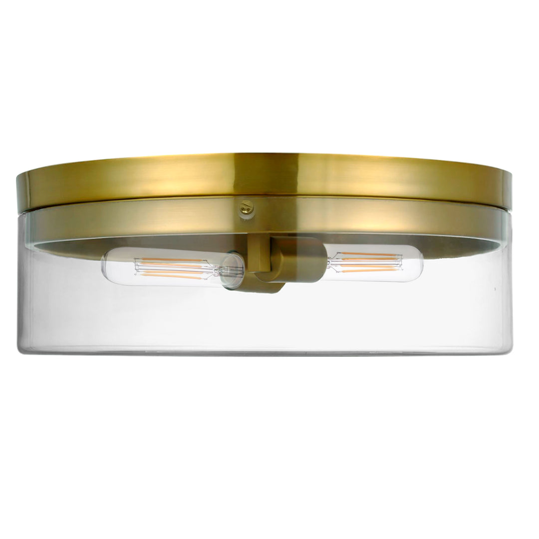 Fiona 2 Light Flush Mount in Aged Brass by Dainolite