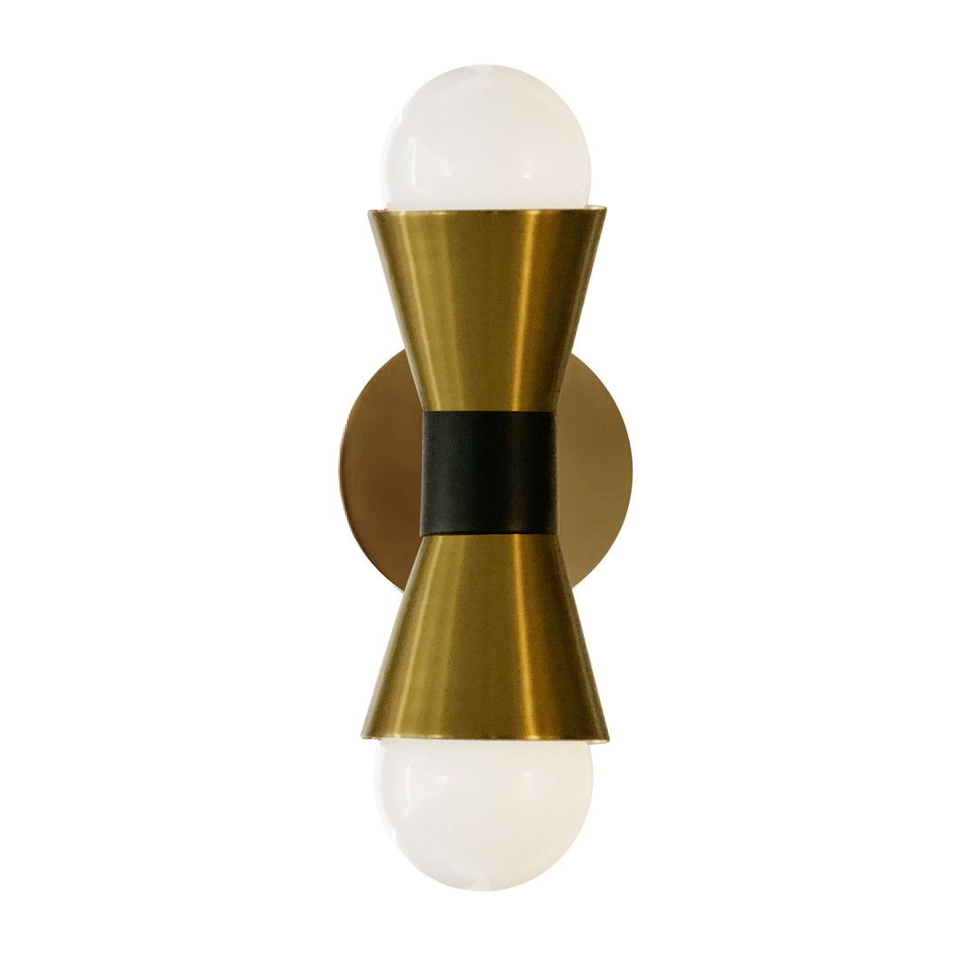 Fortuna 2 Light Incandescent Wall Sconce in Aged Brass & Black by Dainolite