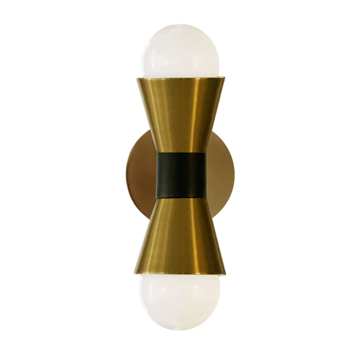 Fortuna 2 Light Incandescent Wall Sconce in Aged Brass & Black by Dainolite